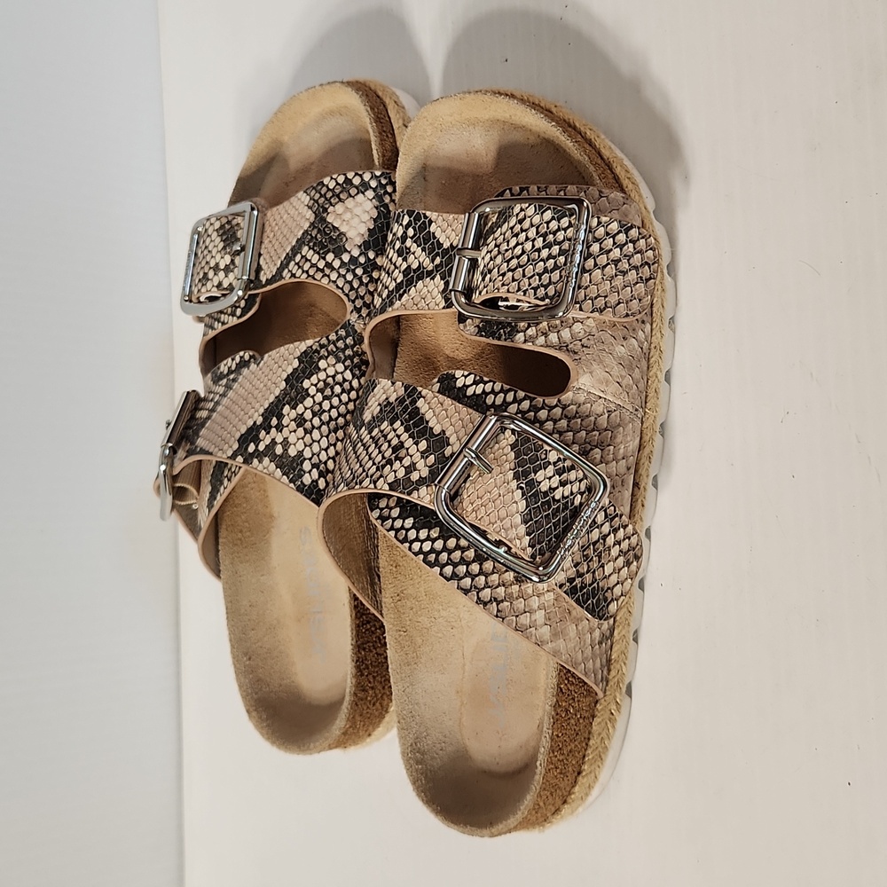 J/Slids snake skin style Leather sandals size 8